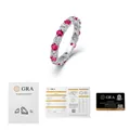925 silver eternity ring with red stones and moissanite stones plus GRA certificate - R14019 Moissanite Ring (with Gra Certificate)