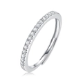 Adjustable S925 sterling silver band ring featuring a row of shimmering white moissanite - R12463 Moissanite Open Ring