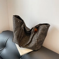 Grand sac cabas en toile léopard avec boutons pression et intérieur spacieux - Noir