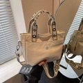 Offwhite Canvas Tragetasche mit verstellbarem SJCHAO Schultergurt mit Blumenmuster - Gebrochenes Weiß