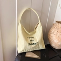 Hellgelbe große Tragetasche mit Enjoy Your Summer Aufdruck aus Knittergewebe - Gelb