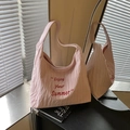 Rosafarbene Falten-Einkaufstasche mit Enjoy Your Summer-Schriftzug und breitem Riemen - Rosa