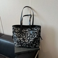 Grote shopper met luipaardprint en zwarte leren hengsels voor dagelijks gebruik - Stijl 2 Zwart (Donkere Luipaardprint)