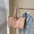 Pink minimalist large capacity tote bag in lightweight nylon with dual shoulder straps - Pink Without Pendant