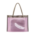Lilane transparente PVC-Tragetasche mit Seilgriffen und Innentasche auf weißem Grund - Rosa