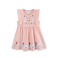 Robe sans manches rayée rose pour fille avec broderie de lapin et fleurs - Rayures Rose Blanc / 2Y(90cm)