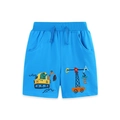 Royal blue cotton knit shorts for boys with dinosaur and crane vehicle embroidery - 2Y(90cm) / Bright Blue (3224)