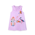 Robe sans manches lilas pour filles avec col à volants et imprimé papillon arc-en-ciel - 6 ans (120cm) / Modèle sans manches lavande à volants (1725)