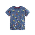 Boys short sleeve cotton t-shirt in navy blue with colorful cartoon construction truck prints - Deep Blue (5551) / 2Y(90cm)