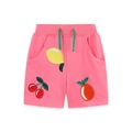 Rosa Mädchen-Baumwollshorts mit Fruchtstickerei, elastischem Kordelzug und Seitentaschen - 2Y(90cm) / Rosa