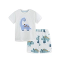 Set estivo bimbo t-shirt bianca in cotone e pantaloncini con stampa dinosauro blu - 2Y(90cm) / Stile Con Stampa Di Dinosauro (2328)