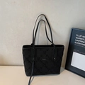 Sac fourre-tout noir à paillettes avec motif matelassé et bandoulières chic - Noir sans Pendentif