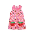 Abito rosa senza maniche per bambine con stampe di fragole e grandi tasche in cotone morbido - Rosa (1727) / 2Y(90cm)