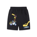 Kinder Shorts aus Baumwolle in Schwarz mit Bagger-Stickerei und Karomuster-Details - 2Y(90cm) / Schwarz