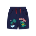 Pantaloncini in maglia di cotone blu scuro per bambini con ricamo di dinosauri colorati - 2Y(90cm) / Blu Marino (3239)