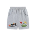 Graue Baumwollshorts für Jungen mit Weltraum-Stickerei und Kordelzug am Bund - 2Y / Melange Grau