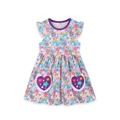 Abito smanicato viola per bambina con stampe floreali a cuore e tasche applicate - 2Y(90cm) / Cuore Floreale Viola (1726)