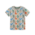 Light gray cotton short sleeve T-shirt for boys with colorful cartoon dinosaur prints - 2Y / All-over Cartoon Dinosaur Print (5552)