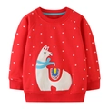 Felpa rossa a maniche lunghe da bambina con ricamo di lama e pois bianchi - 6 anni (120cm) / Rosso (8017)