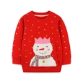 Felpa rossa per bambina con ricamo pupazzo di neve e pois bianchi in cotone morbido - 6 anni (120cm) / Stile Pupazzo di Neve a Pois Rossi (8036)