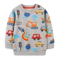 Felpa grigia a maniche lunghe per bambino con bordo rosso e stampe di cartoni di veicoli - 6 anni (120cm) / Grigio (8084)