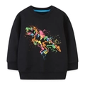 Felpa da bambino nera a maniche lunghe con stampa di dinosauro colorata stile splash - 6Y / Nero