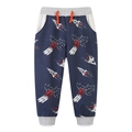 Dunkelblaue Jungen-Jogginghose mit Raketenprint und grauen elastischen Bündchen - 6Y / Raketen-Druck (3031)