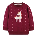 Sweat à manches longues bordeaux pour filles avec pois et broderie licorne détaillée - 6 ans (120cm) / Bordeaux à Pois Licorne (8083)