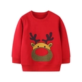 Kids red crewneck sweatshirt with reindeer embroidery and ribbed cuffs - 7Y(125) / Red