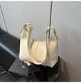 Chic cream white half-moon underarm bag with gold hardware and wide shoulder strap - White
