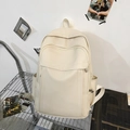 Minimalist creamy white waterproof backpack for students with large capacity and multi-pockets - Off White