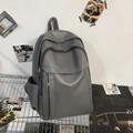 Minimalist dark grey waterproof backpack with multi-pocket design for students - Gray