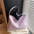 Lavender woven texture large hobo shoulder bag with a stylish crescent design - Purple