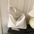White woven Hobo shoulder bag with large capacity and textured faux leather finish - White