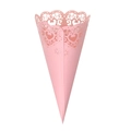 Pink laser-cut heart pattern paper flower cone for wedding confetti decorations - Pink