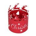 Pantalla de papel rojo troquelado con renos navideños para velas LED - Rojo Perlado