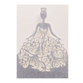 Silver glitter laser cut wedding invitation cover featuring a bride dress pattern - Glitter Silver