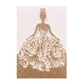 Golden glitter laser cut wedding invitation card with elegant female silhouette design - Glitter Golden Yellow