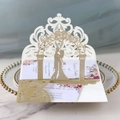 Invito di nozze 3D tagliato al laser con silhouette romantica e carta glitterata - Oro Chiaro Glitter