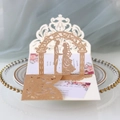 Elegant laser cut 3D wedding invitation with rose gold glitter bride and groom silhouette - Glitter Rose Gold