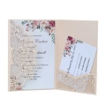 Detailed laser cut floral wedding invitation suite with RSVP card in soft champagne cream - Nude Pink