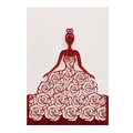 Carte d'invitation de mariage en papier pailleté avec silhouette de robe rose découpée - Rouge Pailleté
