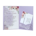 Elegant lavender laser-cut lace wedding invitation set with floral inner cards and RSVP card - Lilac Purple