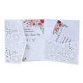 Élégant kit d'invitation de mariage blanc découpé au laser avec motif floral - Blanc