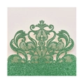 Close-up of dark green glitter laser-cut lace invitation with intricate baroque pattern - Glitter Dark Green