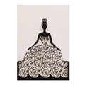 Détail d'une décoration silhouette découpée au laser avec une robe aux motifs de roses - Noir Pailleté