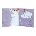 Elegant laser-cut lavender wedding invitation set with floral inner card and RSVP card - Lilac Purple