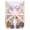 Elegante biglietto d'invito dorato tagliato al laser con nastro di seta color crema - Oro Riflettente