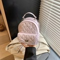 Mini light purple quilted backpack with crystals and silver chain strap details - Pink