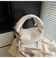 White lychee grain dumpling bag with stylish silk scarf and detachable shoulder strap - Off White